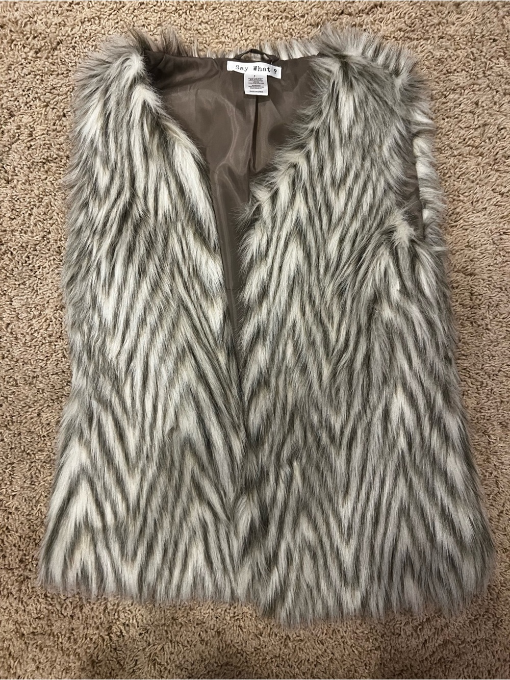 Say What? Gray Faux Fur Vest - Textured Sleeveless Layer